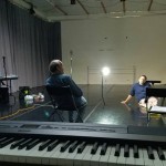 Nicky Paraiso in rehearsal with director John Jesurun and performer Jon Kinzel